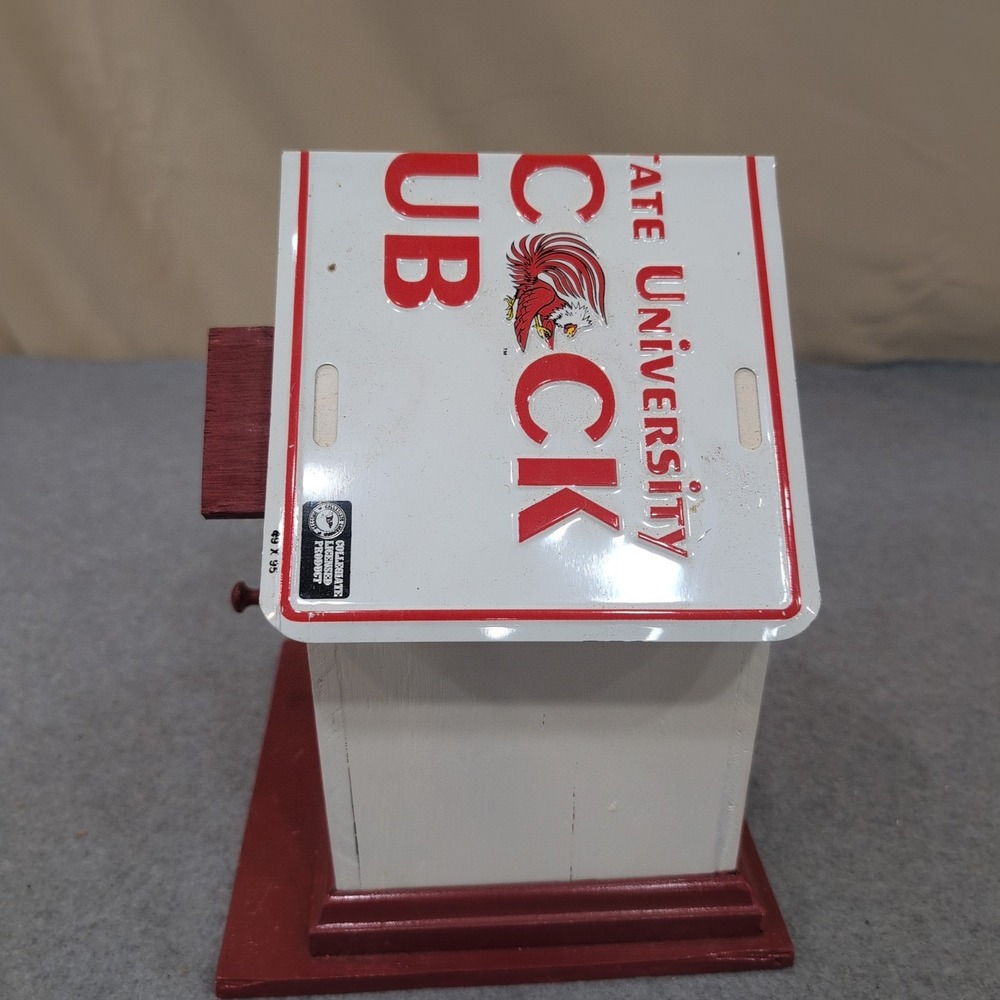 Jacksonville State University Gamecock Club License Plate Wooden Birdhouse Red‎ - Picture 6 of 7